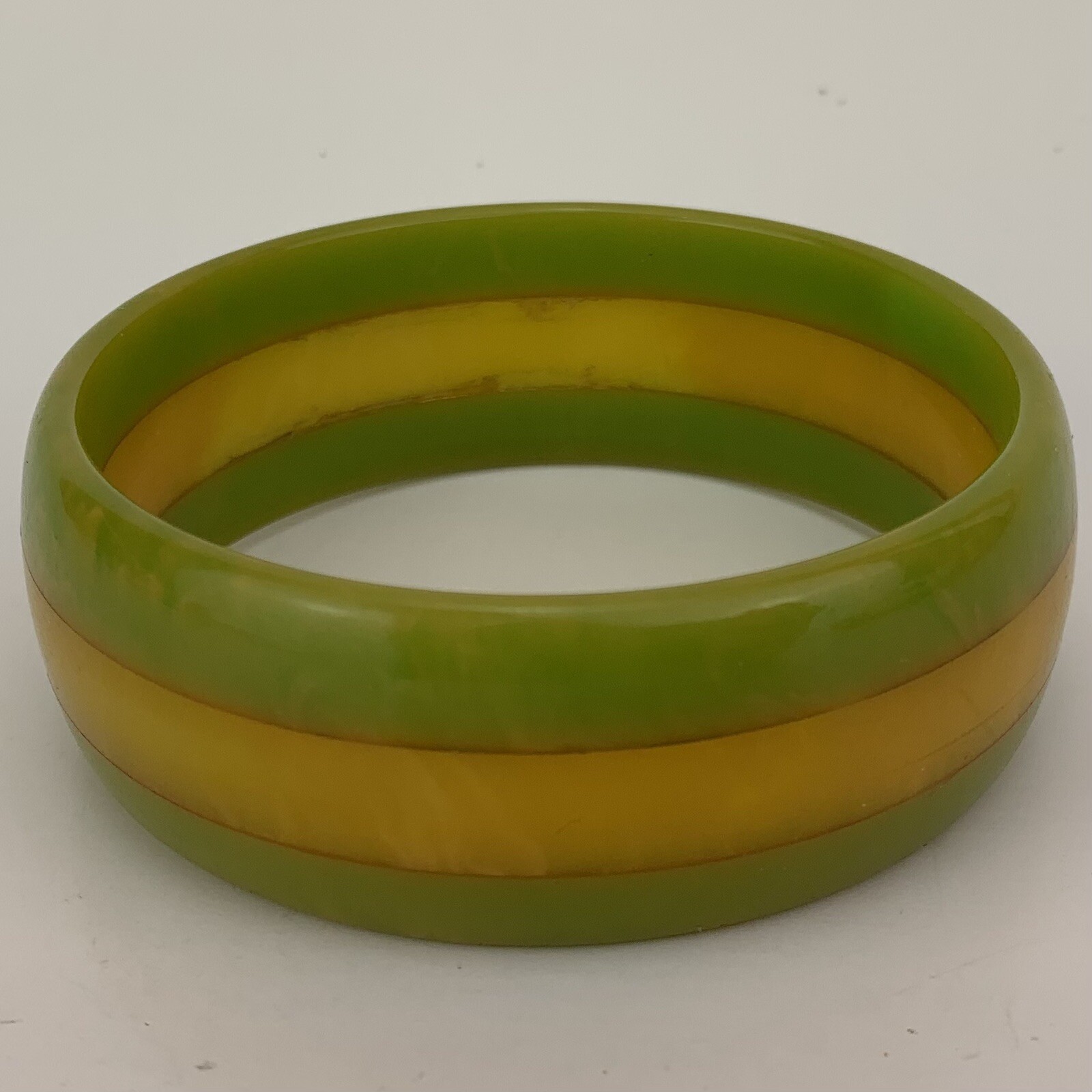 VTG Bakelite Bracelet Laminated Marbled Vaseline Appl… Gem