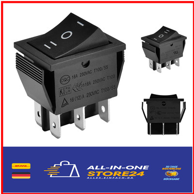 Kippschalter DPDT 16A 250V Ein Aus Ein Schwarz 50 Stück Schalter