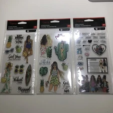 Hampton Art Clear Stamps Journal Scrapbook  Summer Beach Women Fashion LOT of 3