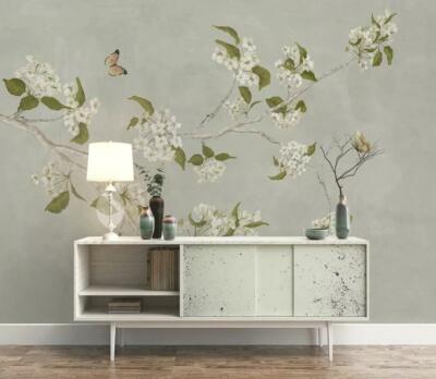 3D Flower Branch Butterfly 37341NA Wallpaper Wall Murals Removable Wallpaper Fay
