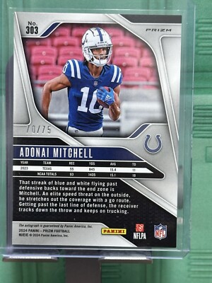 2024 Panini Prizm Football Adonai Mitchell RC AUTO Green