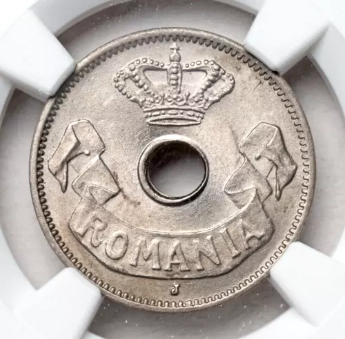 1906, Kingdom of Romania, Carol I. Nice Copper-Nickel 5 Bani Coin. NGC MS-65!