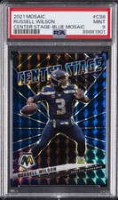 2021 PANINI MOSAIC CENTER STAGE BLUE MOSAIC #CS8 RUSSELL WILSON 10/99 PSA 9