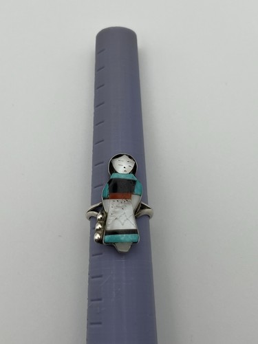 Theresa Waseta Zuni Sterling Silver Multi Stone Maiden Ring Size 7