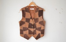 vintage 90s brown patchwork suede leather vest gilet
