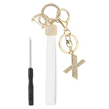 Leather Wristlet Keychain, Letter x Keychains