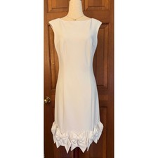 Eliza J Bow Sheath Dress Womens Size 6 White  Fully-Lined Wedding Cocktail Party
