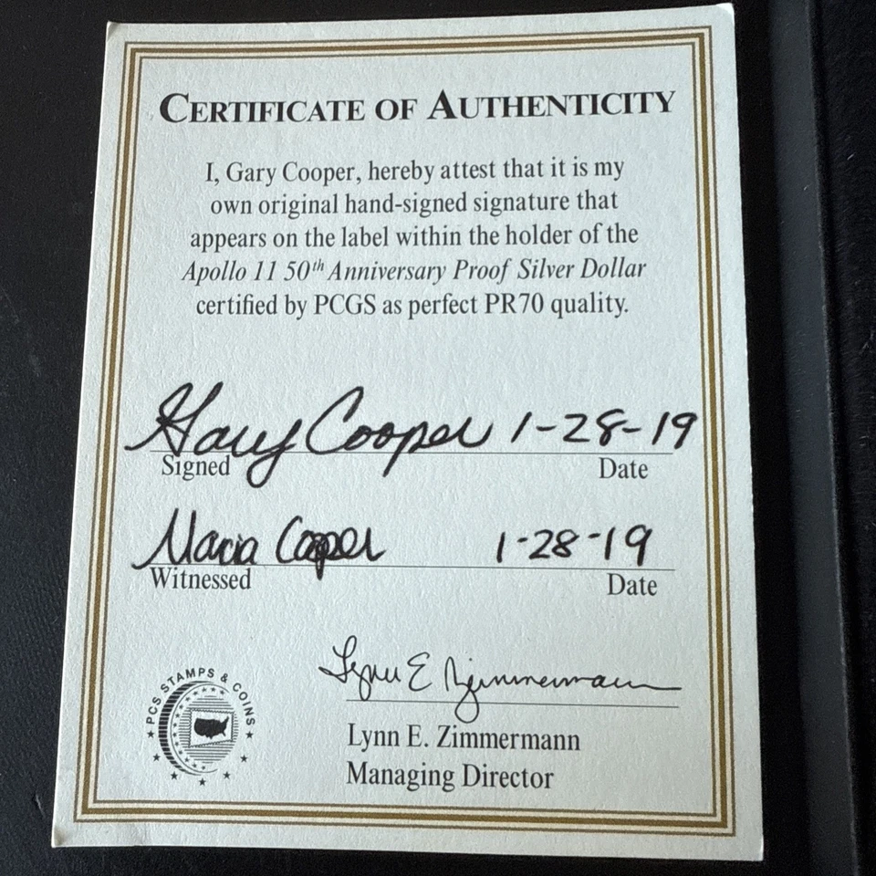 2019 P $1 Apollo 11 50th Anniversary Silver Dollar PCGS PR70DCAM Cooper Signed - Image 3 of 4