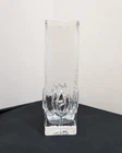 Sea Glasbruck Sweden Embossed Tulips Glass Vase Hand Hammered Look 9" Square Vtg