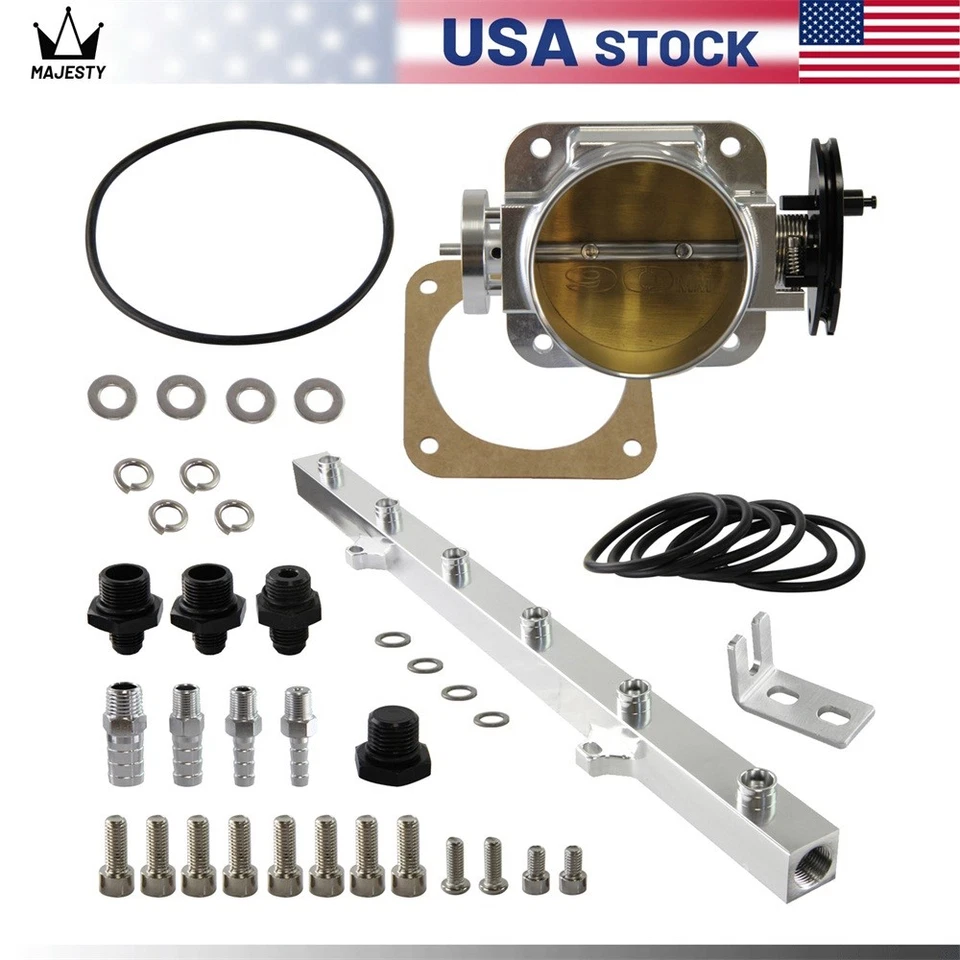 Colector de admisión Billet con kit de riel de combustible + carrocería del acelerador BMW 325i 328i M3 Z3 M50 SL Foto 4 de 4