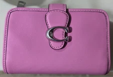 COACH Tabby Medium Wallet CA193 Leather Bifold Wallet Pink Sliver/Buff