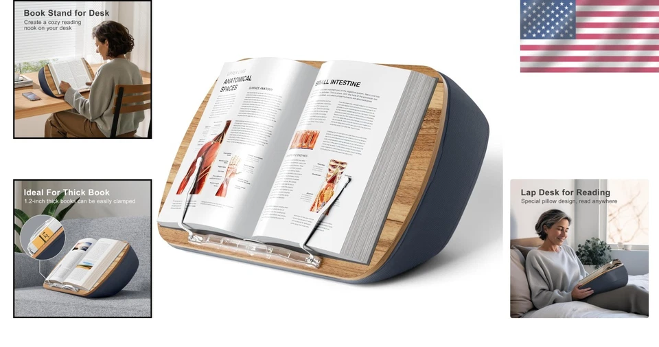 Plush Reading Pillow Stand with Device Slot - Portable Comfort for Book Lovers - Image 2 of 4