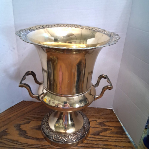Brass Ornate Champagne Bucket With Handles 11 1/4'' Tall