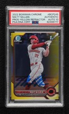 PSA/DNA 2022 Bowman Chrome Prospects Yellow Refractor /75 Matt McLain w5p
