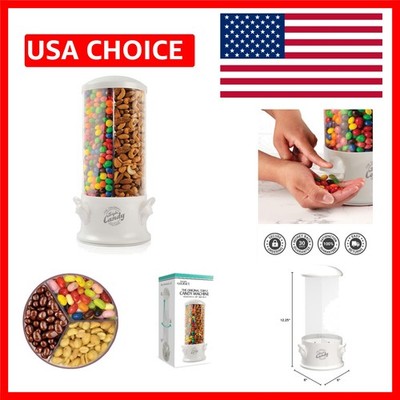 Versatile Candy Machine - Stylish Pearl White Triple Compartment Snack Dispenser