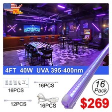 16 Pack UV LED Blacklight Bar 4FT 40W DJ Stage Party Club Halloween Show Light