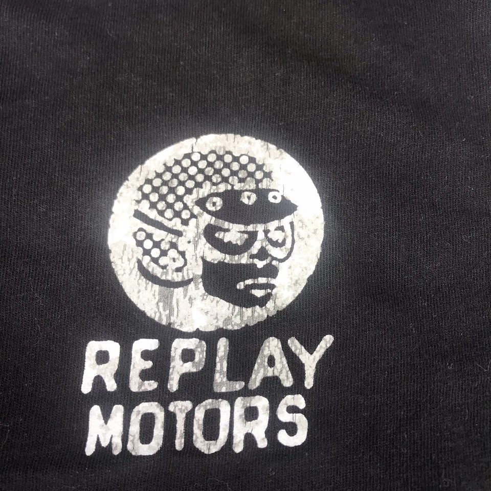Rare Vintage Replay Motors Motorcycles Two Tone Size L T-Shirt - Image 2 of 4