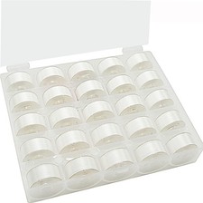 25pcs White Prewound Bobbin Thread for Sewing Embroidery Machines