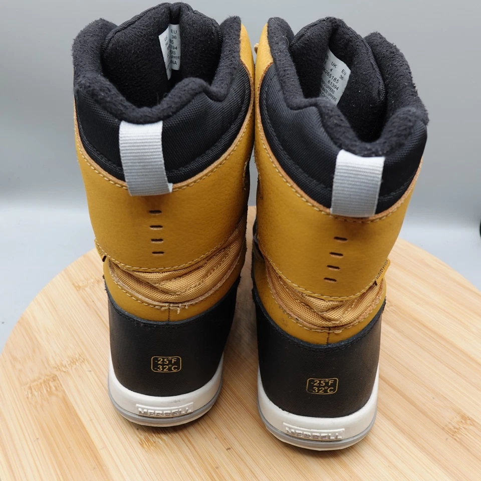 Botas Merrell Niño 5M Mujer 6.5 Media Pantorrilla Invierno Amarillo Cuero Con Cordones MK265185 Foto 4 de 4