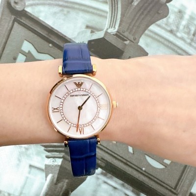 Emporio Armani Gianni T Bar Crystal Quartz Silver Dial Watch. Blue Band Emporio Armani Gianni T Bar Quartz Blue Dial Two Tone Steel  main image 4