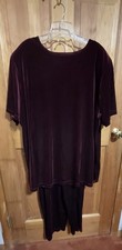 Velvet Burgundy 2PC VTG Tunic Pant Suit Modern Woman 22/24 evening holiday