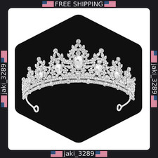 Silver Crystal Princess Crown Tiara for Women - Wedding, Birthday, Costume Party