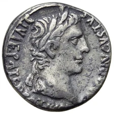 Roman Empire, Caesar Augustus (r. 27 BC - 14 AD) Silver Denarius Coin, Lyon Mint