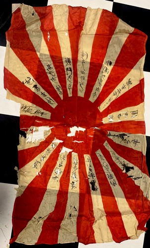 Japanese Good Luck Battle Flag Rising Sun WWII RELIC CONDITION Signed