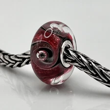 TROLLBEADS Red & Gold Glitter Swirls Christmas Winter Unique LAA 925S NEW!