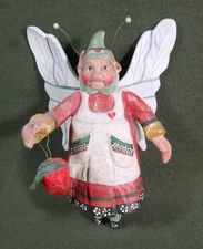 1989 HOUSE OF HATTEN Denise Calla 8" FOLK ART STRAWBERRY FAIRY ornament