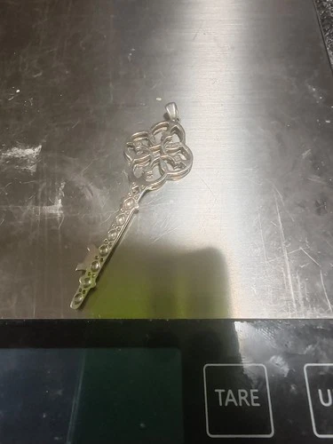 Sterling Silver 925 Skeleton Key Pendant Clear Stones China 5g image 6