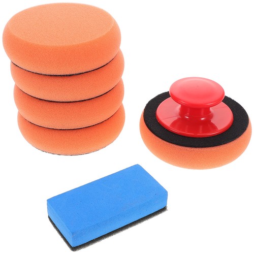 Éponge Microfibre 5 Pouces Pour Cire Et Polissage Voiture - Tampon Applicateur Réutilisable, Poignée Confortable
