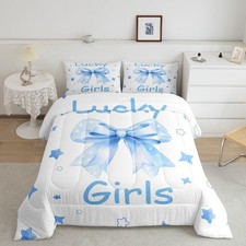 Girls Bowknot Comforter Set,Fashion Girls Bow Bedding Set Twin Size,Girls Bed...