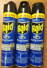 3 Raid Flying Insect Kills Flies & Mosquitoes Outdoor Fresh Scent, 20 oz Each