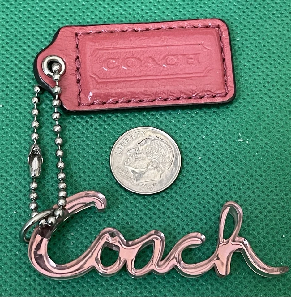COACH Cursive Iconic Letters & Leather KeyChain KeyRing KeyHolder Authentic - Image 3 of 4