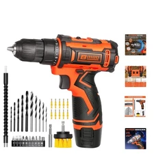 12v Drill Driver Set,Cordless Drill with Battery and Charger,LED Tools Kit,25...