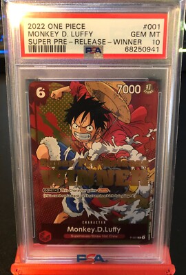 MONKEY D. LUFFY SUPER PRE RELEASE WINNER PROMO ONE PIECE PSA MONKEY D. LUFFY SUPER PRE RELEASE WINNER PROMO ONE PIECE PSA
