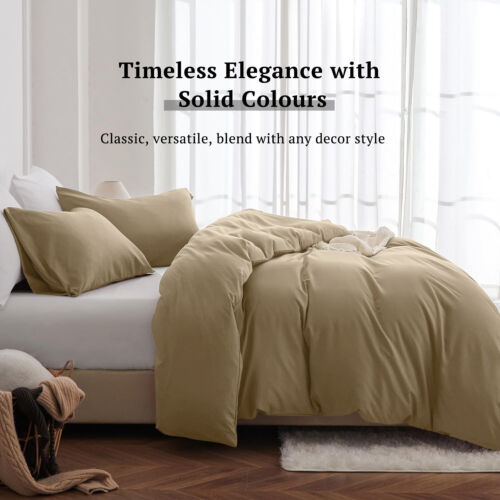 Plain Duvet Cover with Pillow Case Quilt Covers Bedding Set Single Double King - Picture 4 of 138