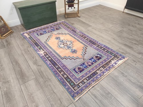 Purple Area Rug, Ethnic Design Handwoven %100 Wool Rug, Area Carpet - 第 1/10 張圖片