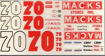 Fred Cady 130 #70 Macks Lemans JD McDuffie Nascar decal NOS