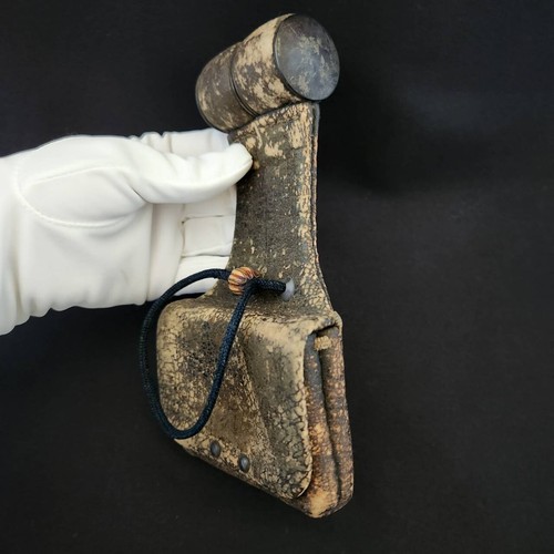 Antique Japanese Leather COIN case HAYAMICHI Wallet Edo era 17cm/6.6inch NETSUKE - Picture 12 of 12