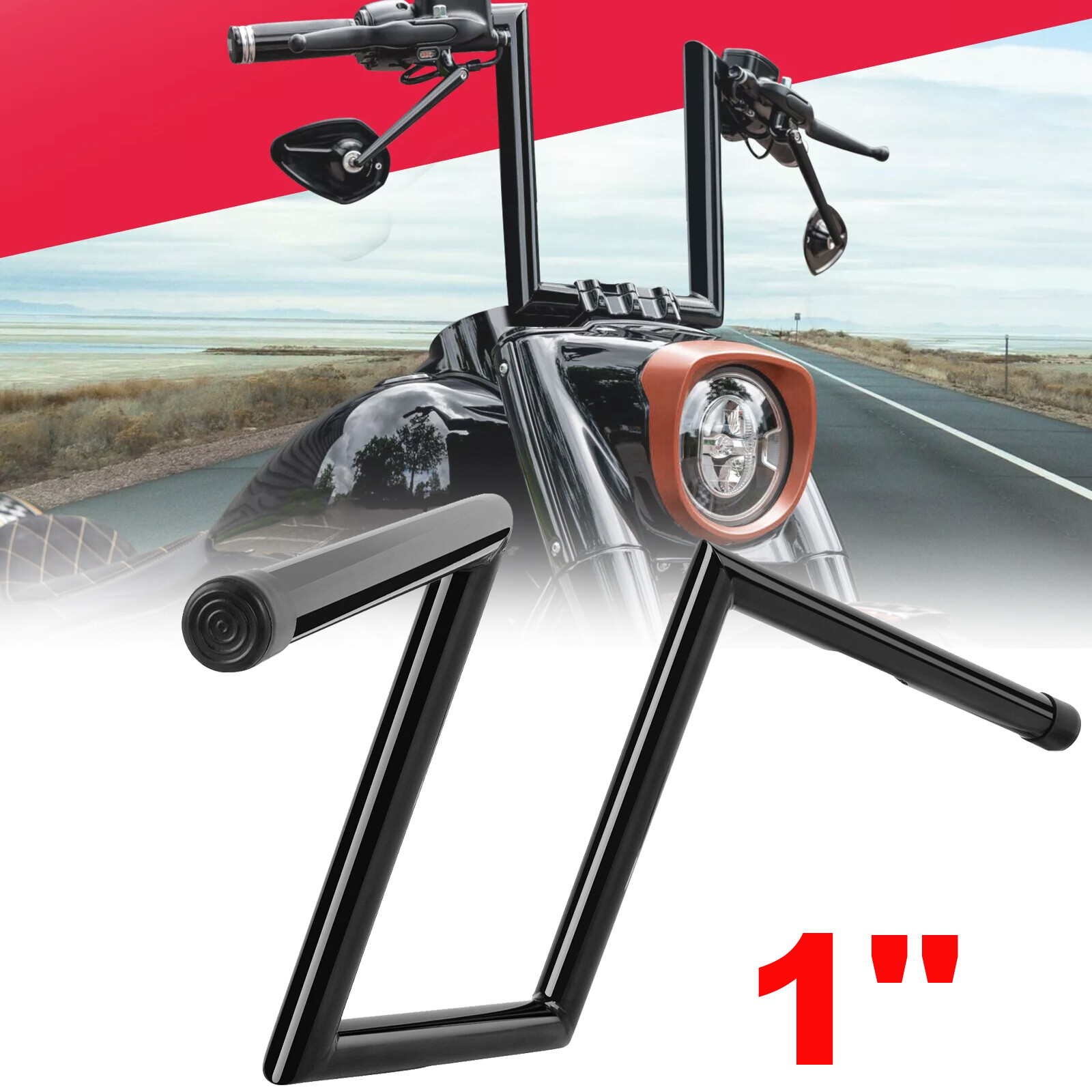 Motorcycle 7/8" Handlebars Z Bar Drag Bars For Yamaha Suzuki Honda Harley Black @25-in Handlebar - Foto 12