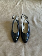 Salvatore Ferragamo Vintage Open Back Leather Heel Shoes 8 AA See Description