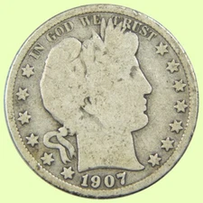 1907-S Barber Half Dollar 50C | Better Date - VG/Fine   *926