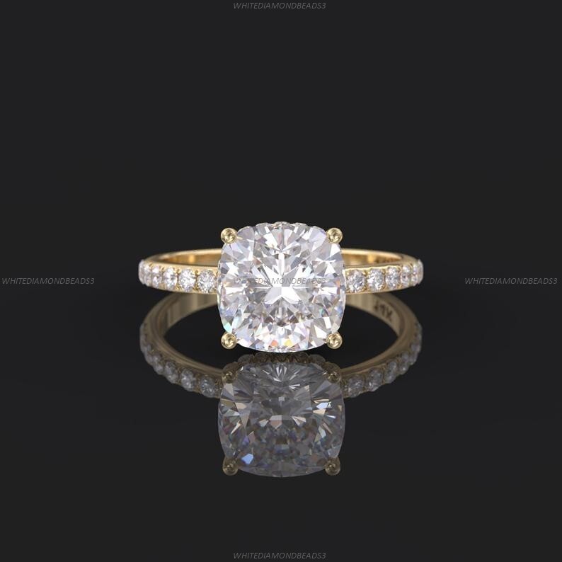 engagement Statement Engagement Ring 14k Gold Moissanite Diamond Jewelry-image