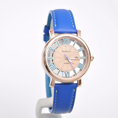 Casio Sheen Bright  Vitamin Color  Leather Strap Ladies Watch SHE-4047PGL-2A
