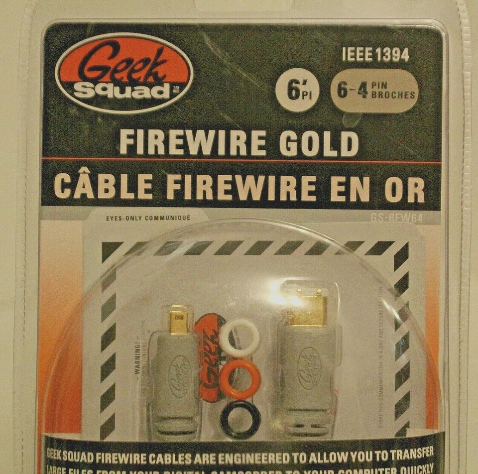 Geek Squad Firewire Gold Cable 6-+pi A-B MODLE # GS-6UAB NEW ELECTRONICS WIRES - Image 2 of 3