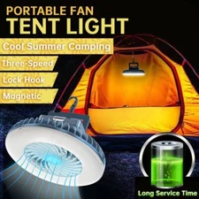 2400mahLight LED Lamp Fan Portable Tent Camping Hiking Outdoor Ceiling Equipment