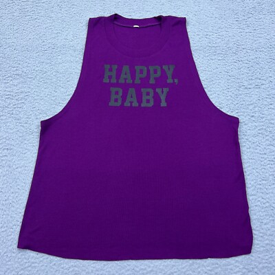 Alo Yoga Women's Tank Top Happy Baby Sleeveless Shirt Athletic Purple L