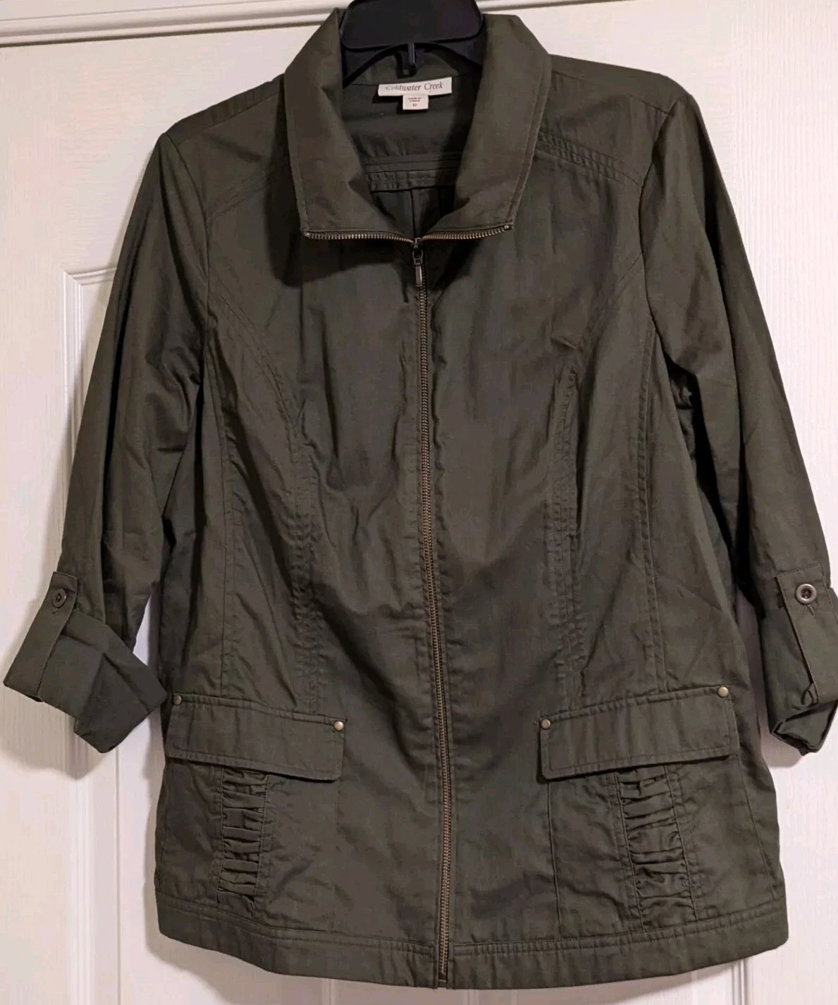 VETEMENTS Giacca donna Coldwa Creek taglia 12 verde oliva full zip leggera